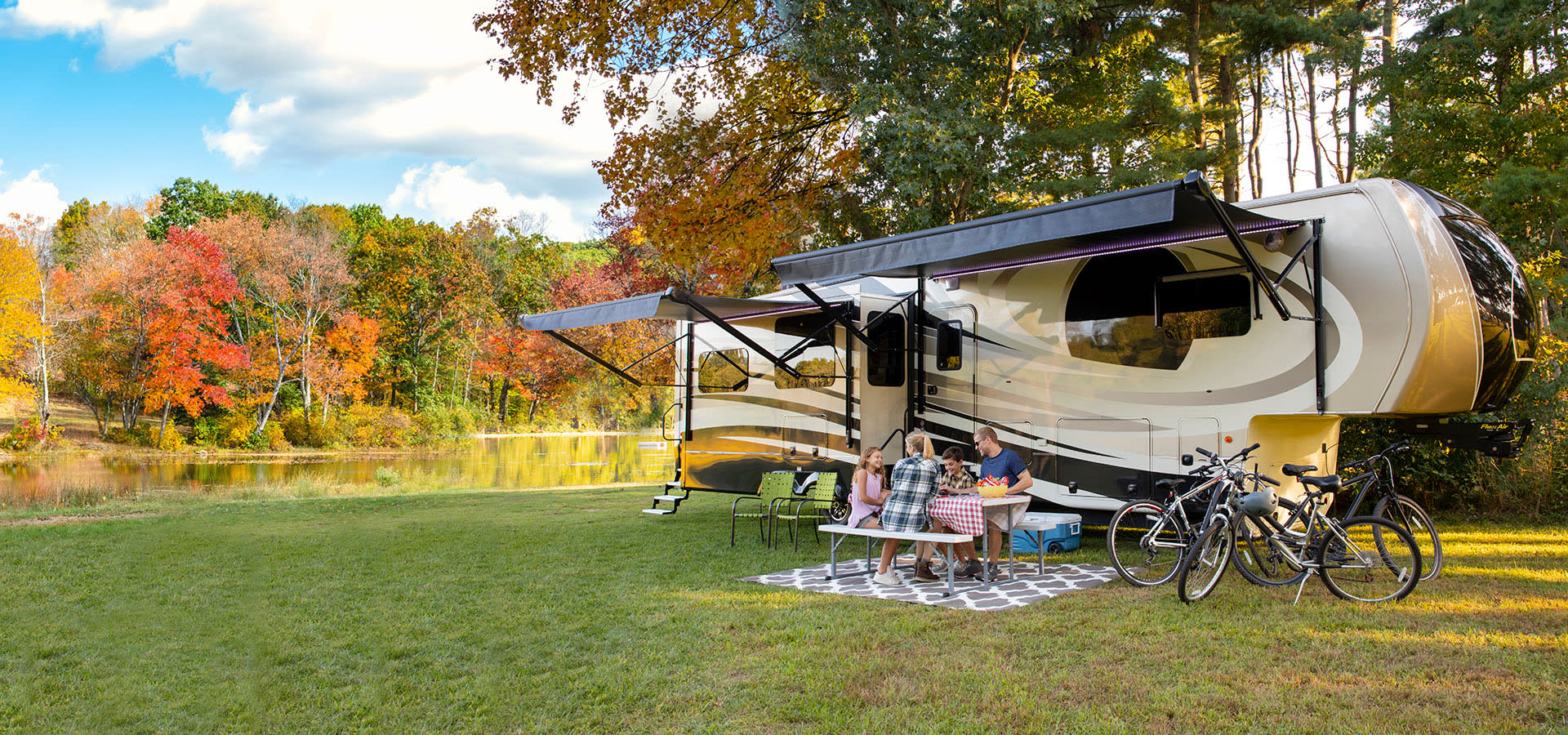 RV Patio Setup Camping Awning Chairs